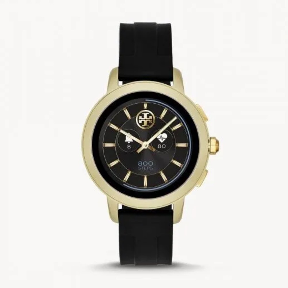 TORY BURCH TBT1000 BLACK SILICONE 42mm STRAP TOUCHSCREEN SMARTWATCH MSRP$325
